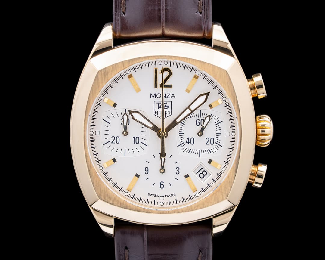 TAG Heuer CR514A.FC8146 Monza Chronograph 18K Yellow Gold Silver Dial