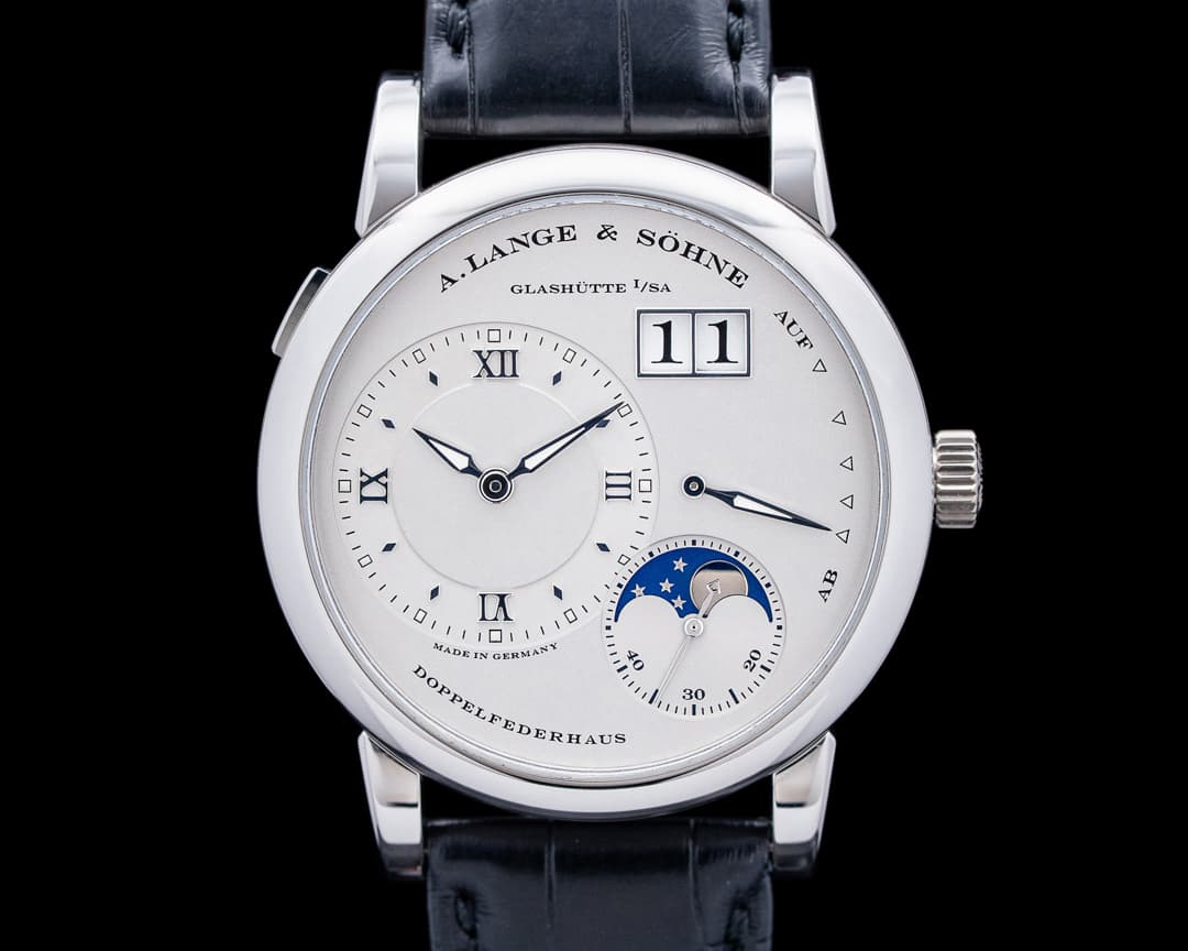 A. Lange and Sohne 109.025 Lange 1 Moon Phase Platinum Silver Dial