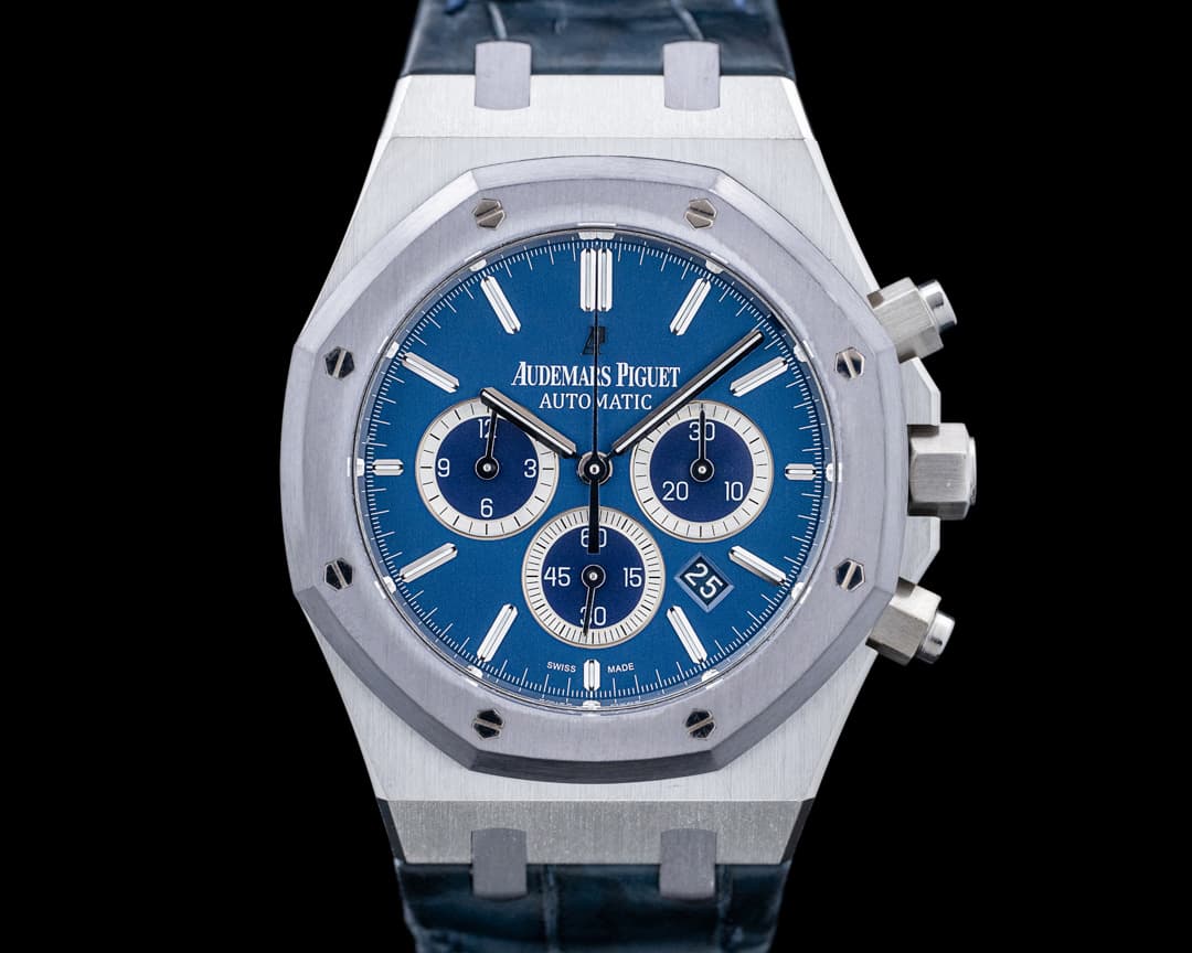 Audemars Piguet 26325PL Royal Oak Chronograph Leo Messi Platinum Blue Dial LIMITED