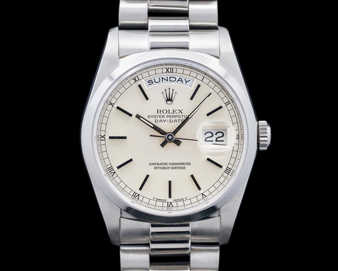 Rolex 18206 DayDate Platinum Silver Dial