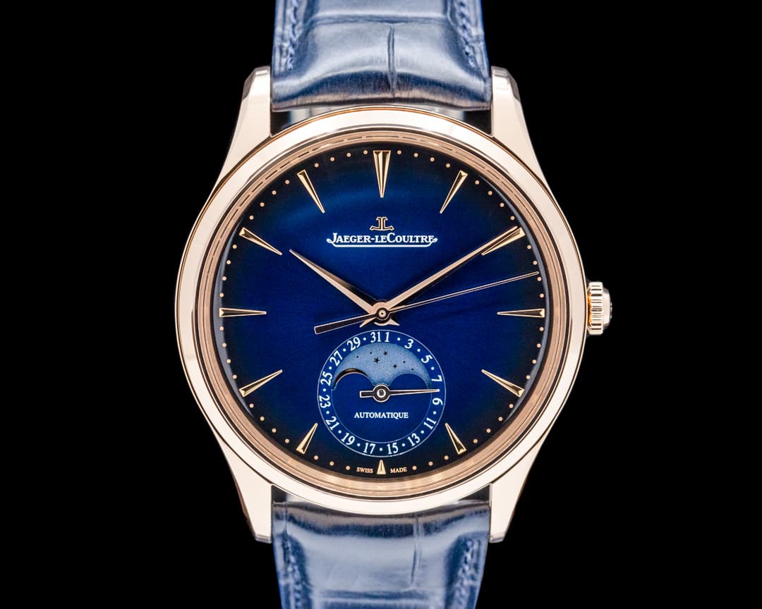Jaeger LeCoultre Q1362580 Master Ultra Thin Moon 18K Rose Gold Blue Dial