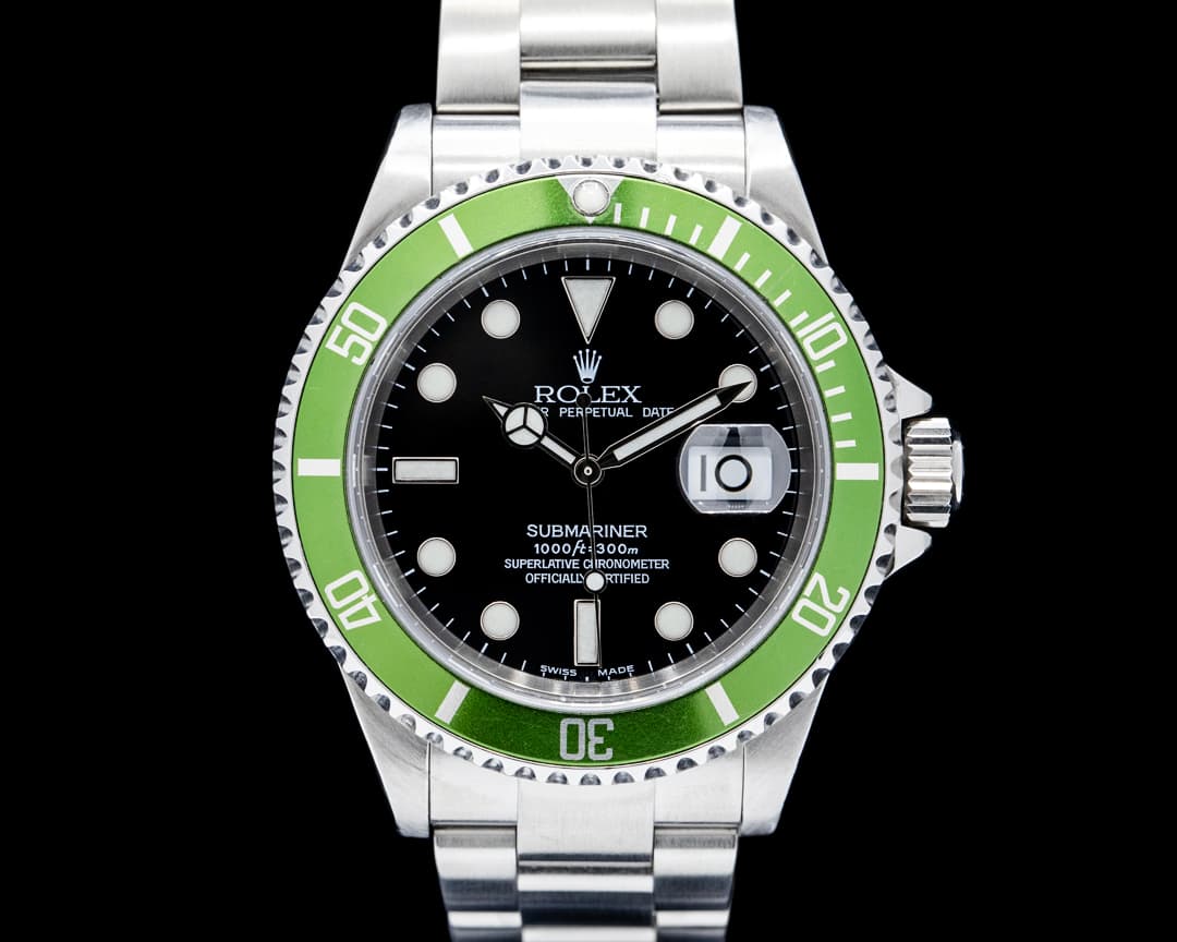 Rolex 16610LV Kermit "Flat 4" Submariner Date SS Black Dial Circa. 2003