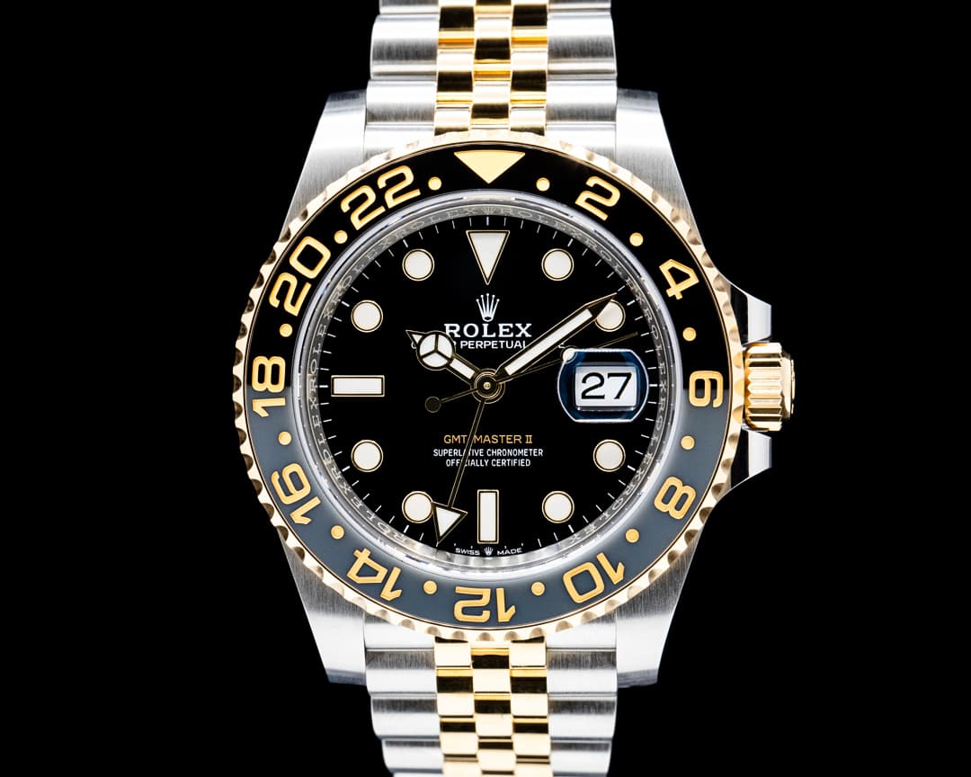 Rolex 126713GRNR GMT Master II SS / 18K Yellow Gold Black Dial