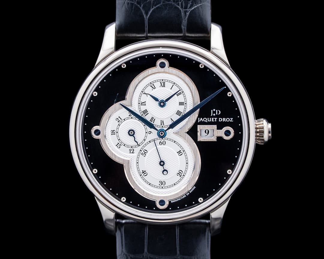 Jaquet Droz J015134204 Astrale Time Zone 18K White Gold Black Dial