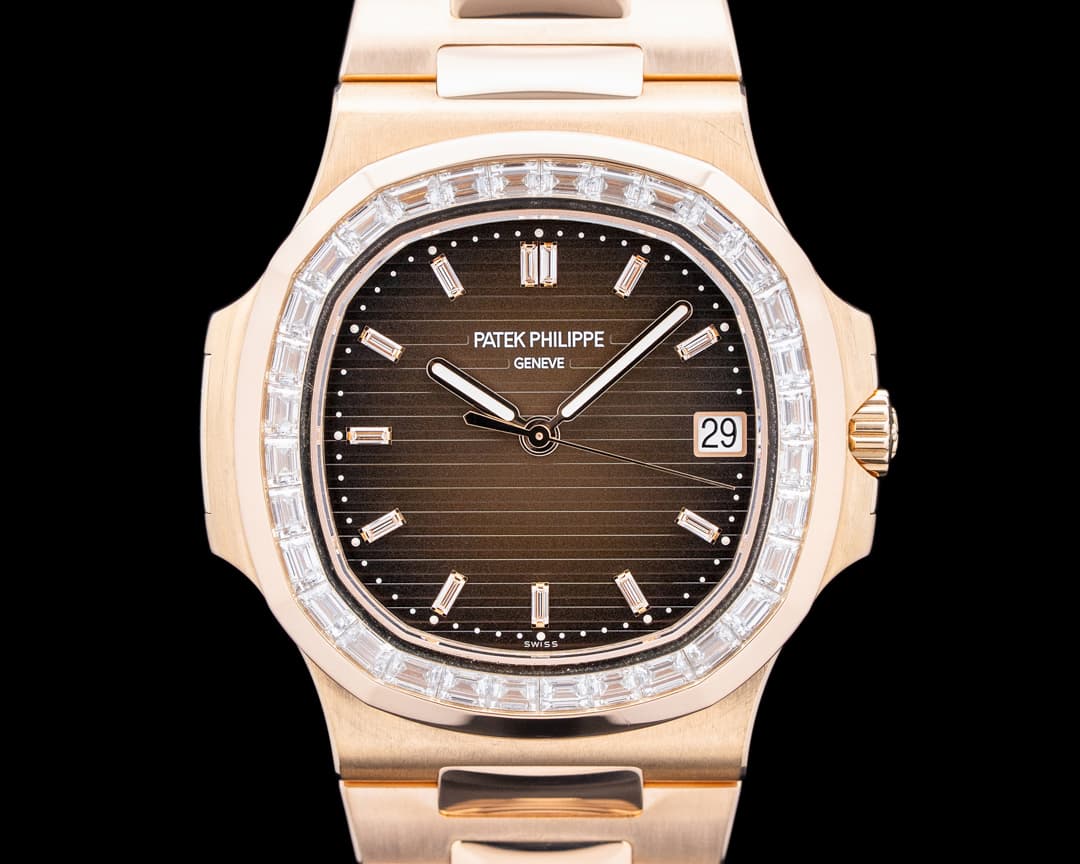 Patek Philippe 5723/1R-010 Nautilus 18K Rose Gold Diamonds Brown Sunburst Dial