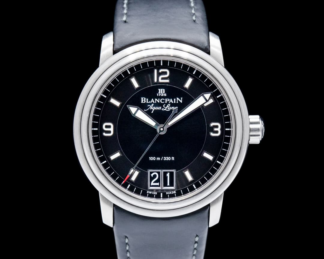 Blancpain 2850B Leman Aqua Lung Grande Date SS Black Dial