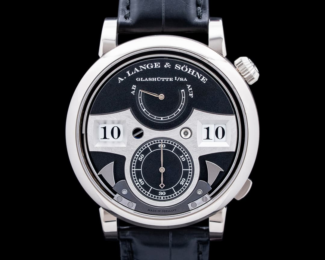 A. Lange and Sohne 145.029F Zeitwerk Striking Time 18K White Gold Black Dial
