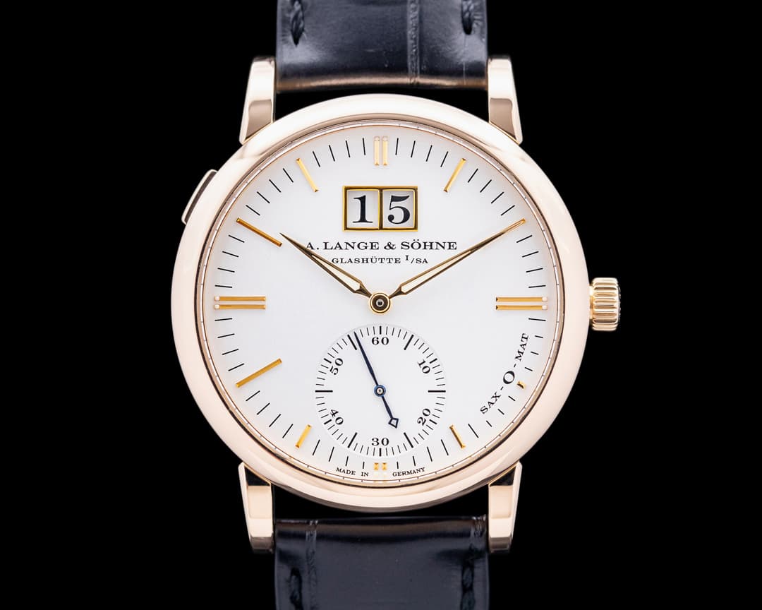 A. Lange and Sohne 308.032 Langematik Big Date Sax-O-Mat 18K Rose Gold Silver Dial