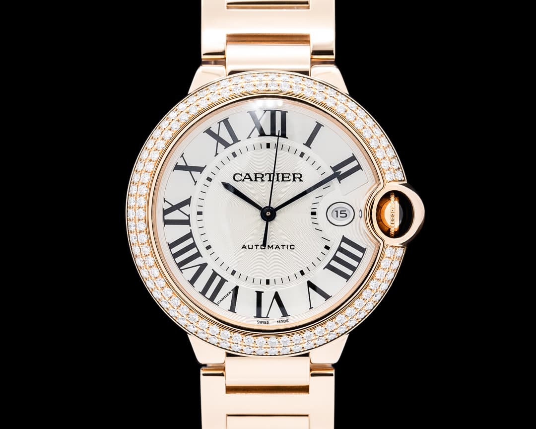Cartier WJBB0057 Ballon Bleu de Cartier Diamonds 18K Rose Gold Silver Dial