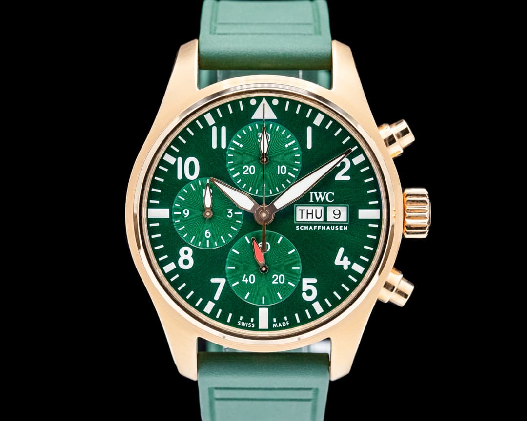 IWC IW388110 Pilot's Watch Chronograph 41 18K Rose Gold Green Dial