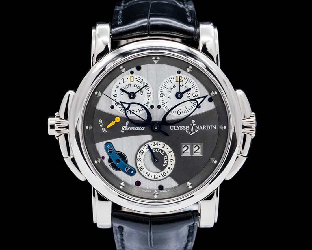 Ulysse Nardin 660-88/212 Sonata Dual Time 18K White Gold Gray Dial