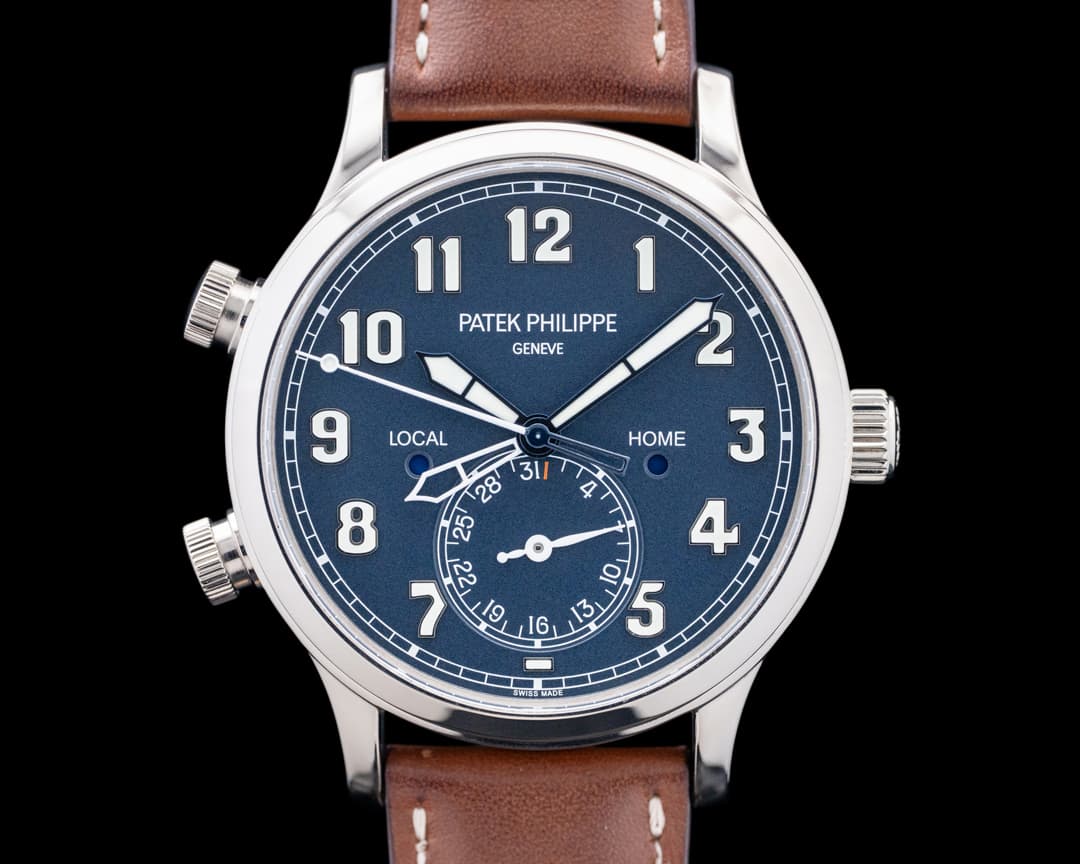 Patek Philippe 5524G Calatrava Pilot Travel Time 18K White Gold Blue Dial