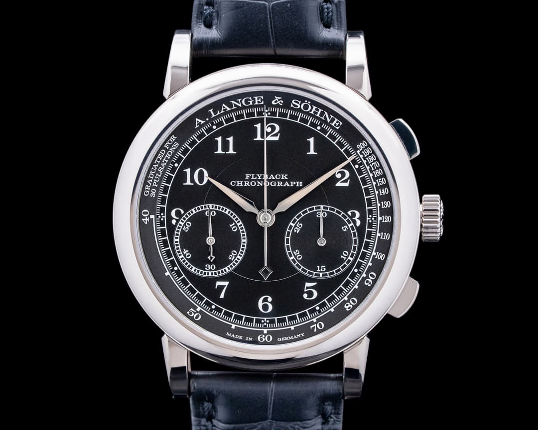 A. Lange and Sohne 414.028 1815 Chronograph 18K White Gold Black Dial