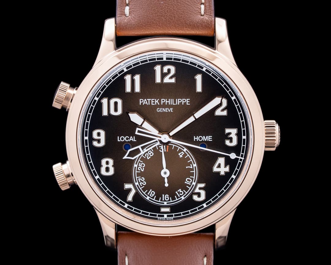 Patek Philippe 7234R Calatrava Pilot Travel Time 18K Rose Gold Brown Dial