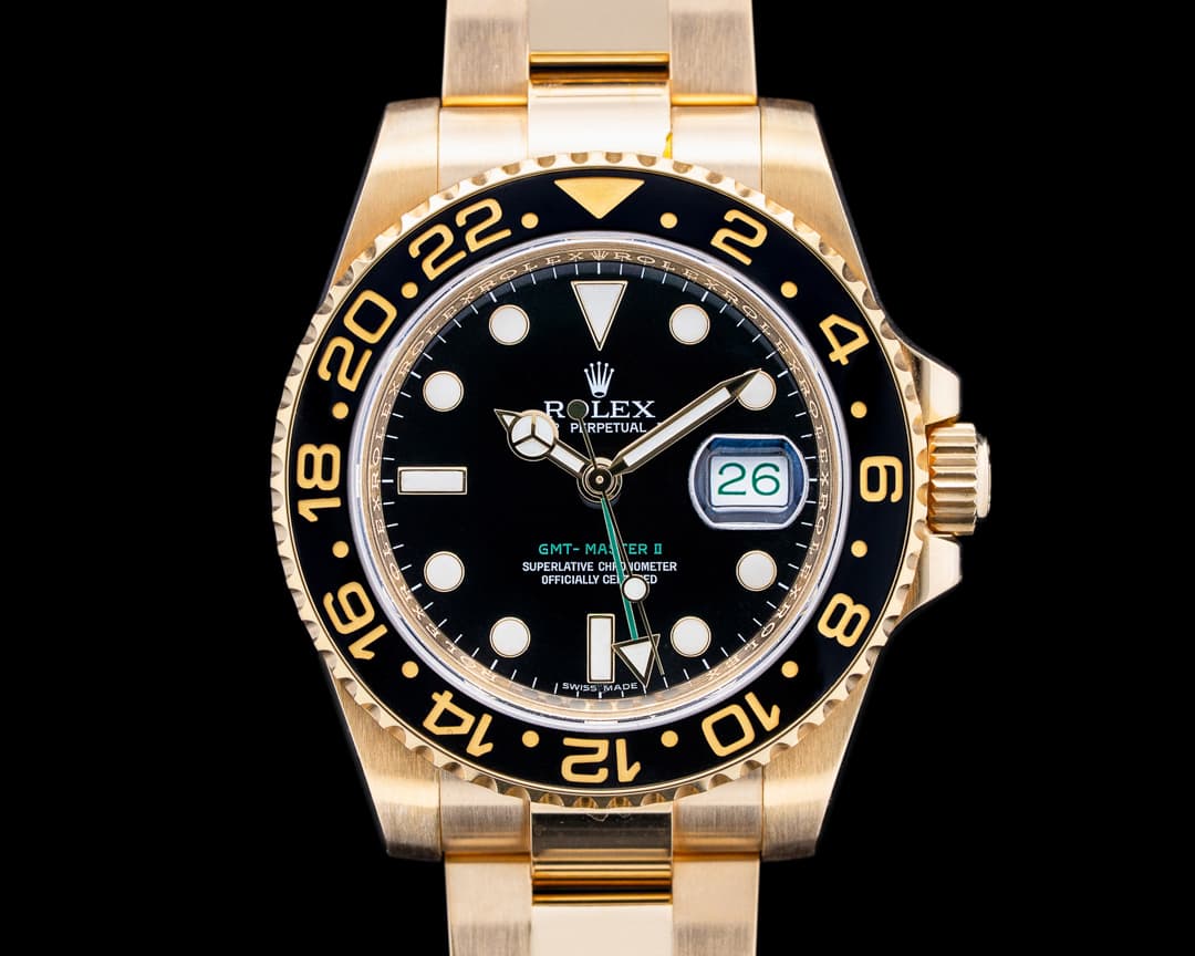 Rolex 116718LN GMT-Master II Yellow Gold Black Dial