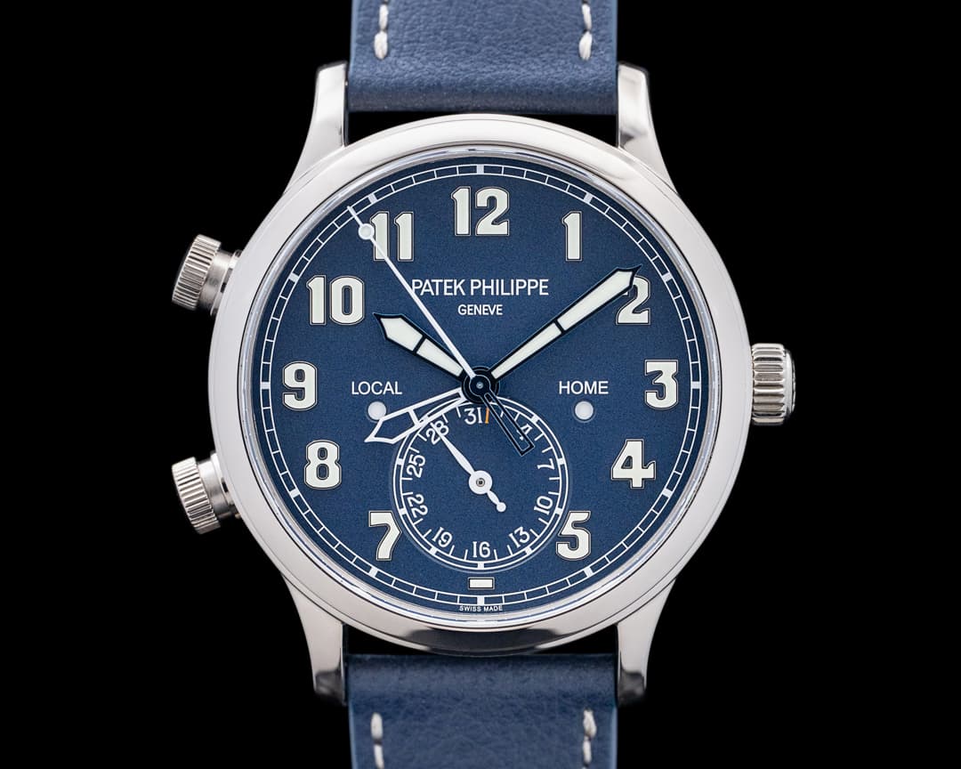 Patek Philippe 5524G Calatrava Pilot Travel Time 18K White Gold Blue Dial