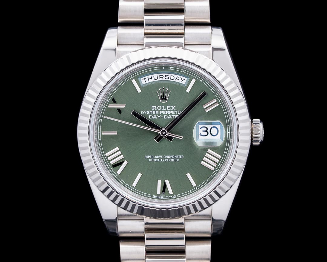 Rolex 228239 Day-Date 40MM 18K White Gold Green Roman Dial