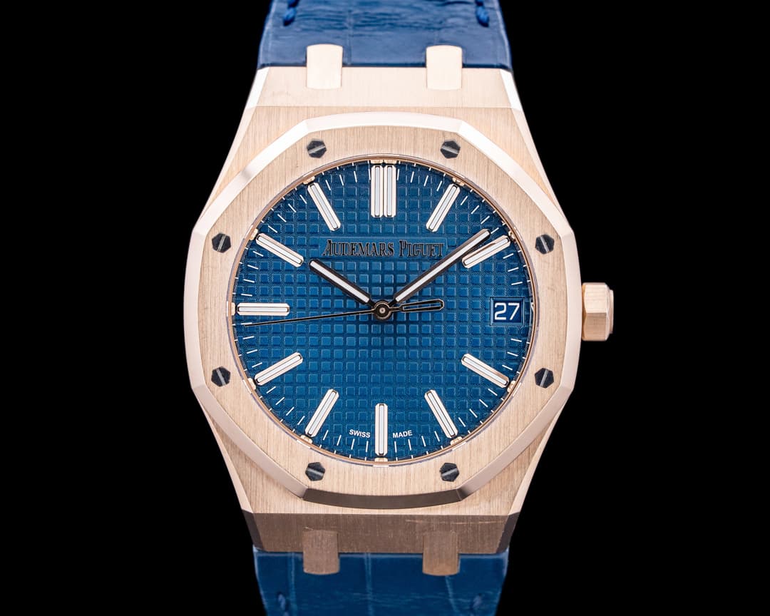 Audemars Piguet 15510OR Royal Oak 18K Rose Gold Blue Dial