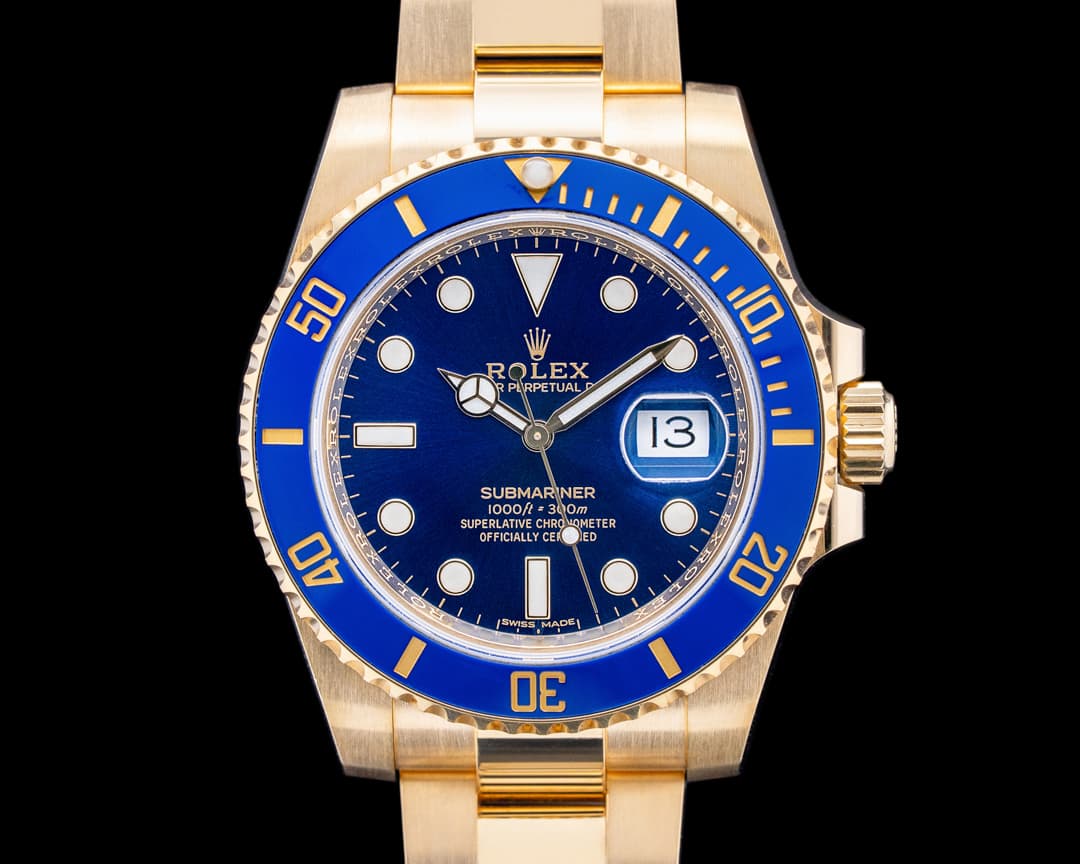 Rolex 116618LB Submariner Date 18K Yellow Gold Blue Dial