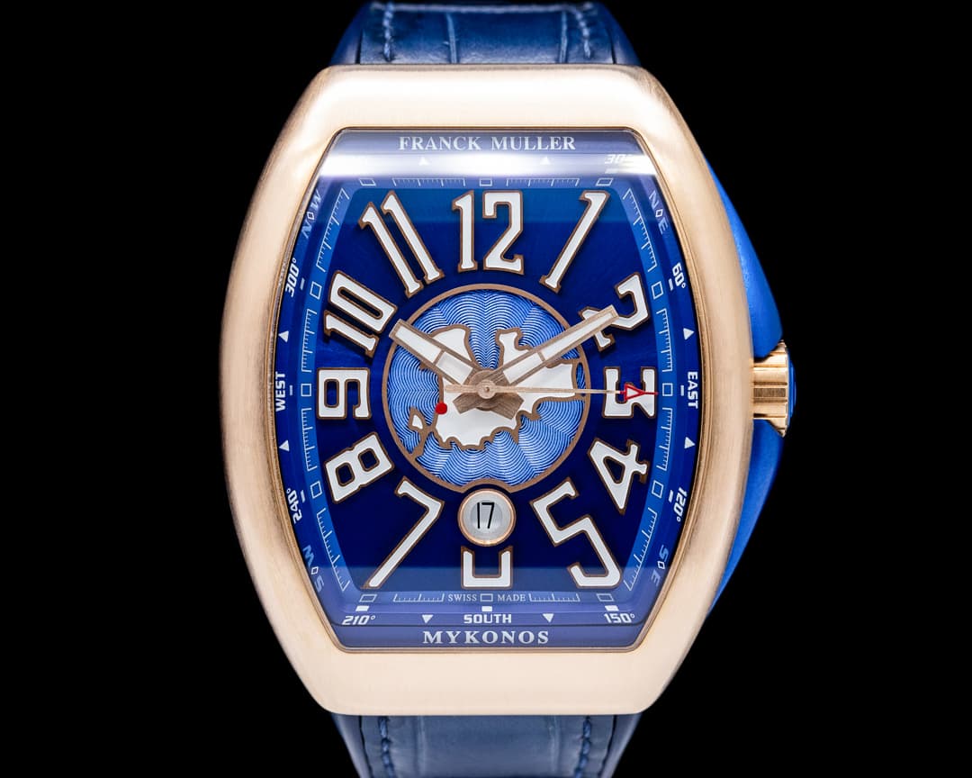 Franck Muller Vanguard Mykonos 18K Rose Gold Blue Dial LIMITED