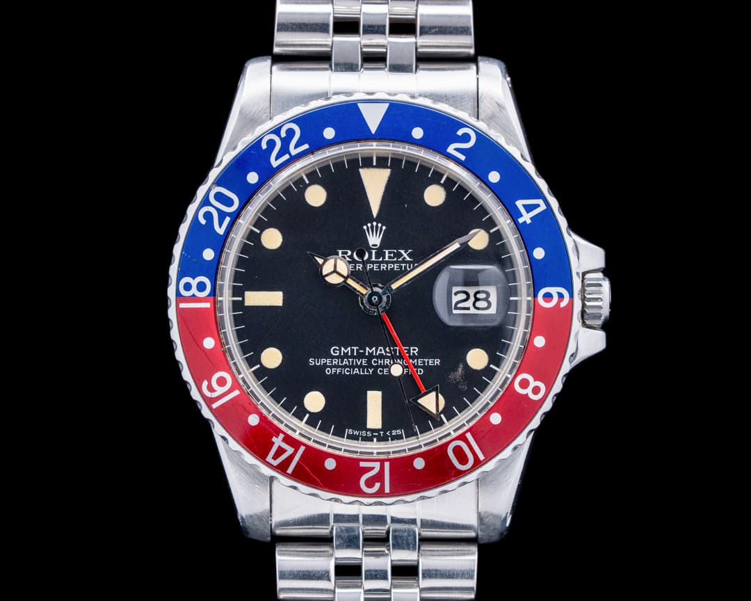 Rolex 1675 Vintage GMT-Master "Pepsi Bezel" SS Black Dial Circa. 1978