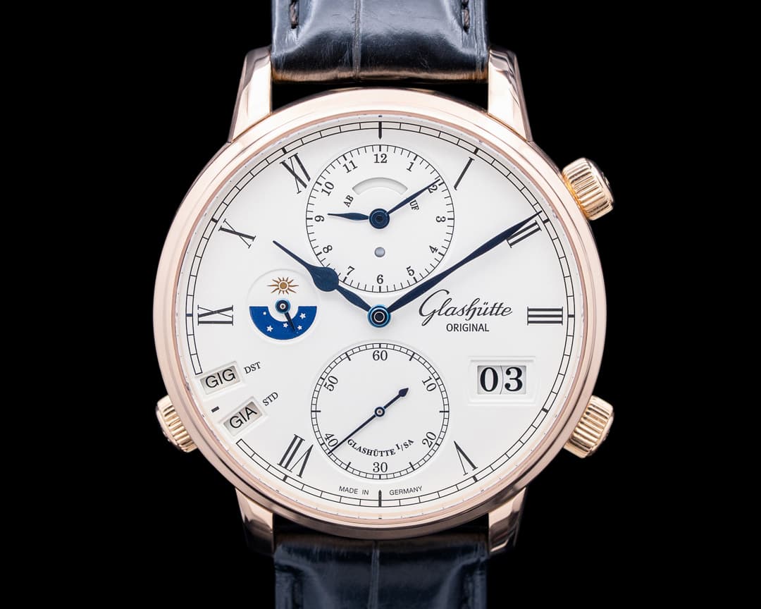 Glashutte Original Senator Cosmopolite 18K Rose Gold Silver Dial