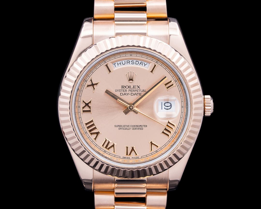 Rolex 218235 Day-Date II 18K Everose Pink Roman Dial