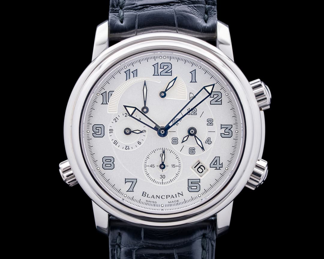 Blancpain 2041 Leman Reveil GMT 18K White Gold Silver Dial