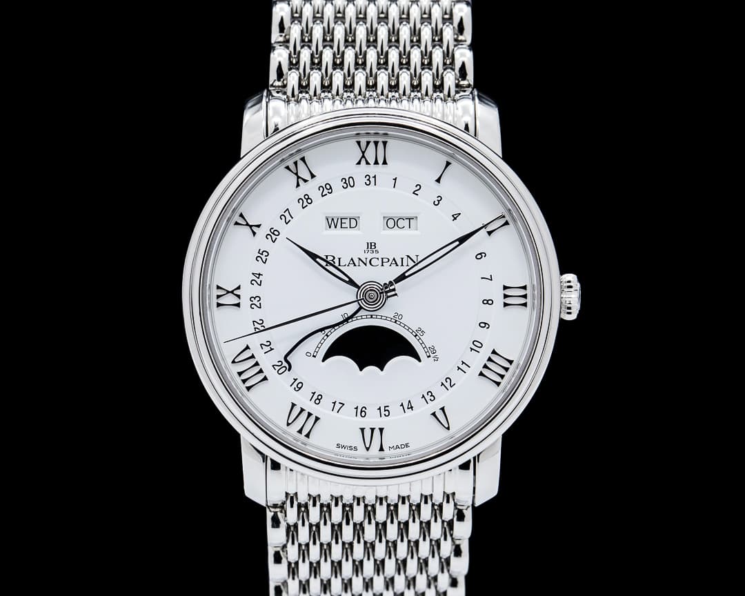 Blancpain 6654 Villeret Quantieme Complet SS White Dial