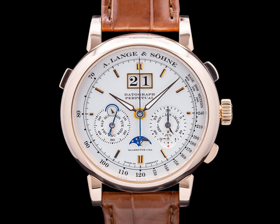 A. Lange and Sohne 410.032 Datograph Perpetual Chronograph 18K Rose Gold Silver Dial
