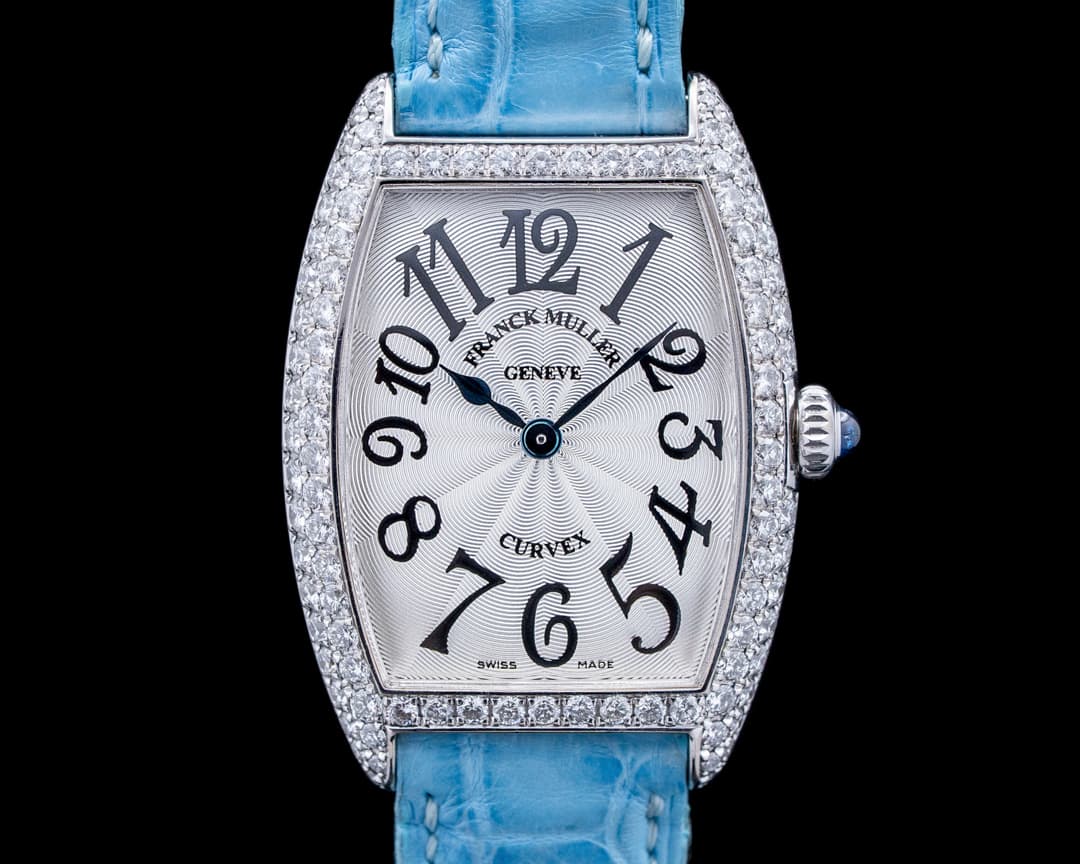 Franck Muller 1752QZD Cintree Curvex 18K White Gold Silver Dial