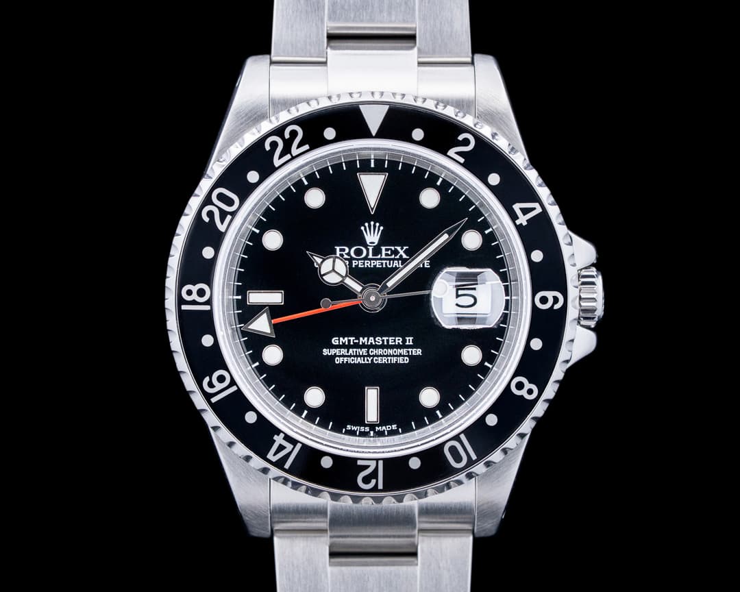 Rolex 16710 GMT Master II Black Bezel SS Black Dial