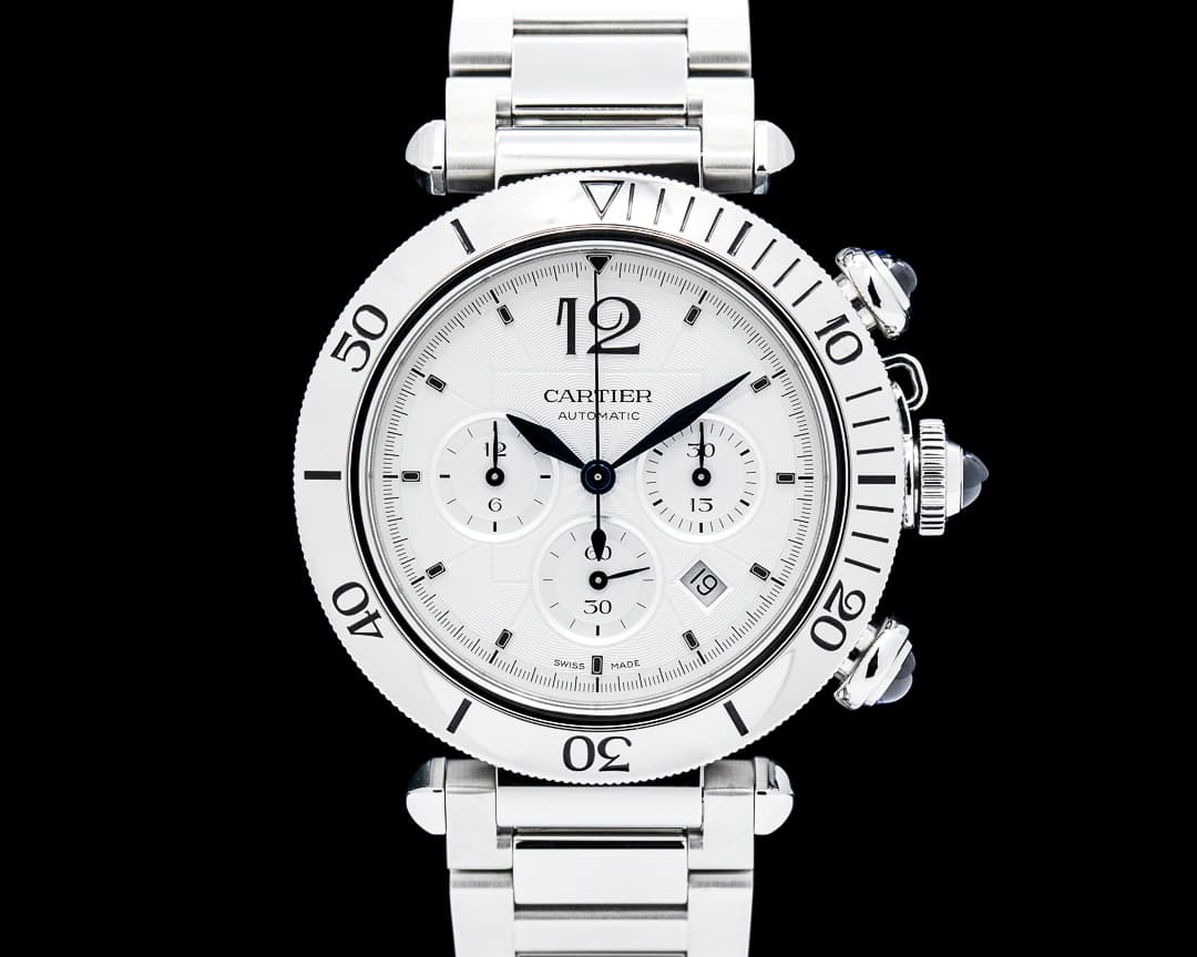 Cartier Pasha de Cartier Chronograph SS Silver Dial