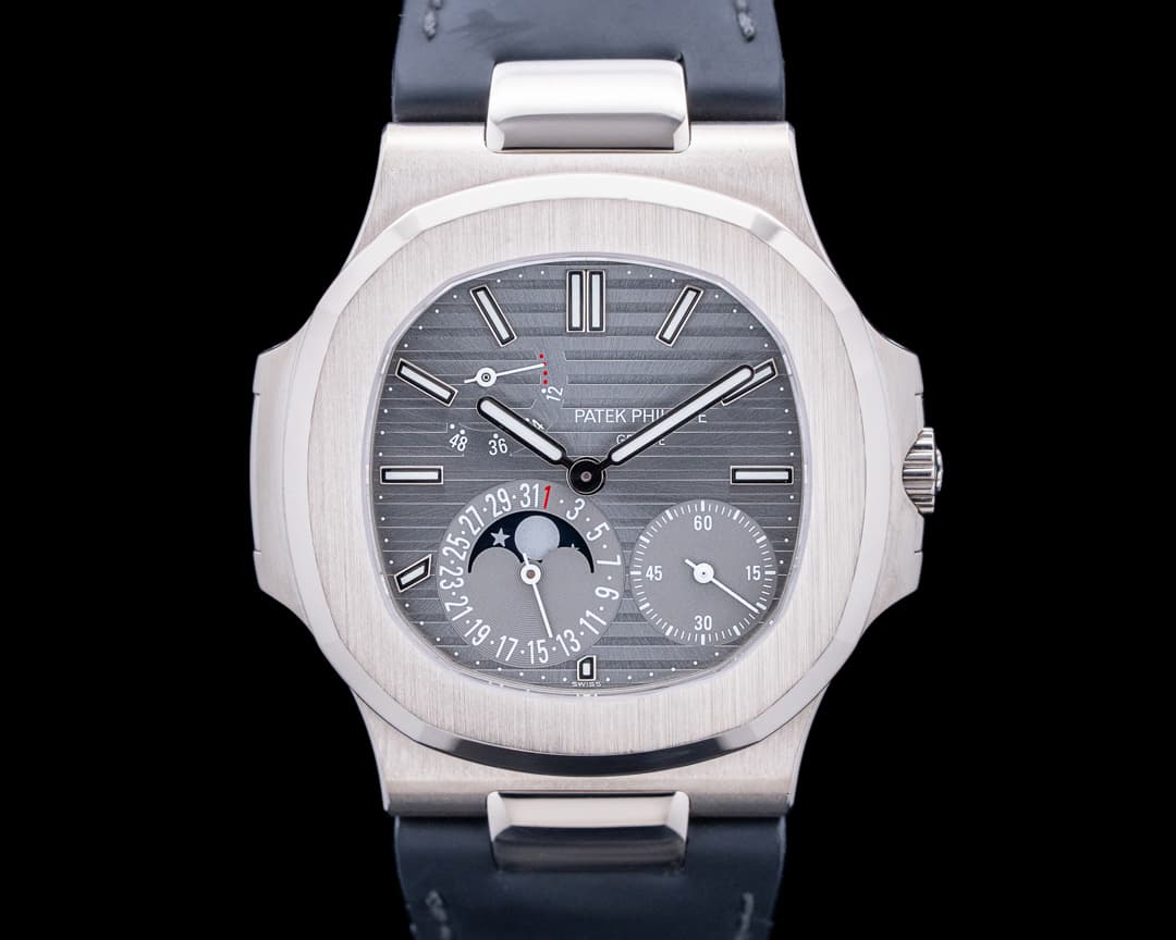 Patek Philippe 5712G Nautilus Power Reserve Moonphase 18K White Gold Gray Dial