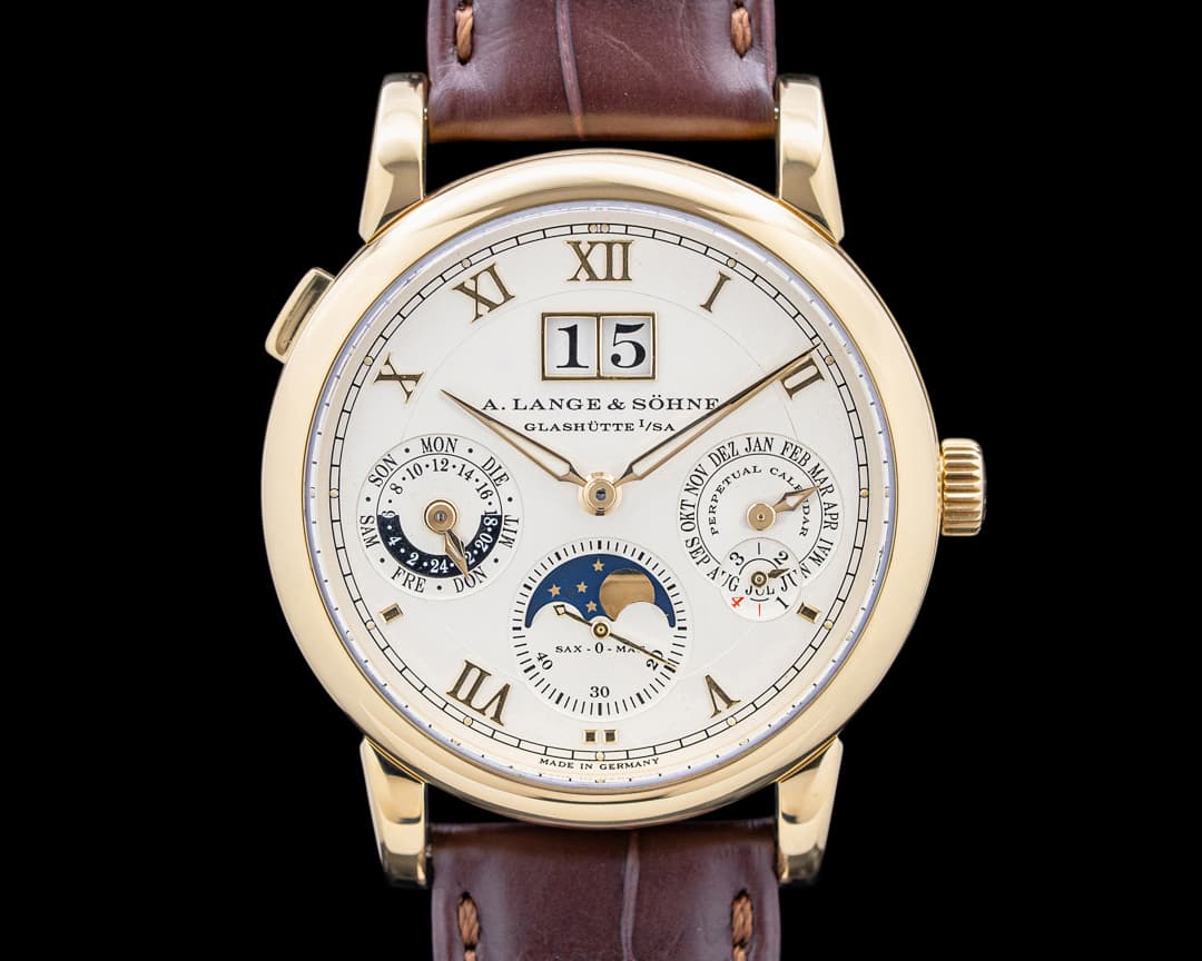 A. Lange and Sohne 310.021 Langematik Perpetual 18K Yellow Gold Silver Dial