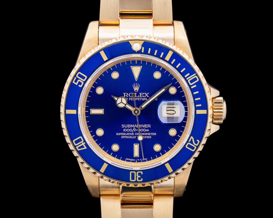 Rolex 16808 Submariner Date 18K Yellow Gold Blue Dial