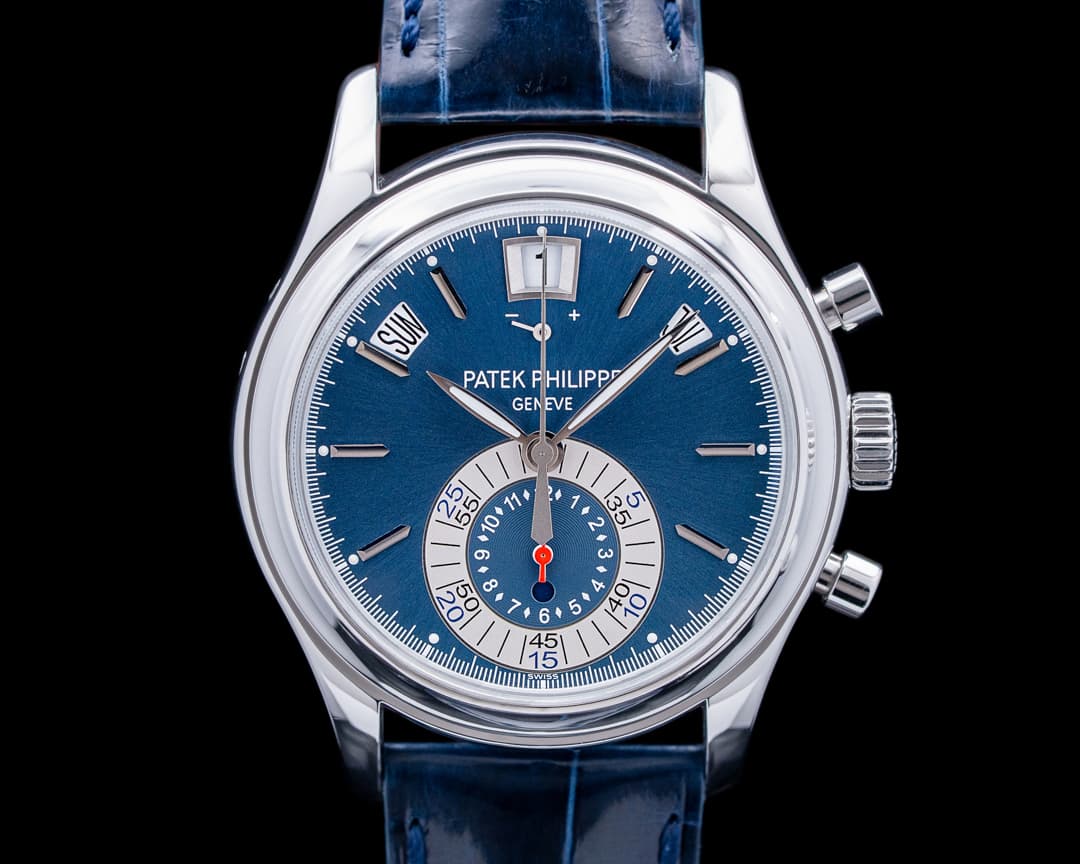 Patek Philippe 5960P Annual Calendar Chronograph Platinum Blue Dial