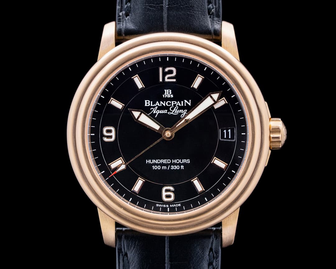 Blancpain 2100 Leman Aqua Lung Ultra Slim 18K Rose Gold Black Dial LIMITED