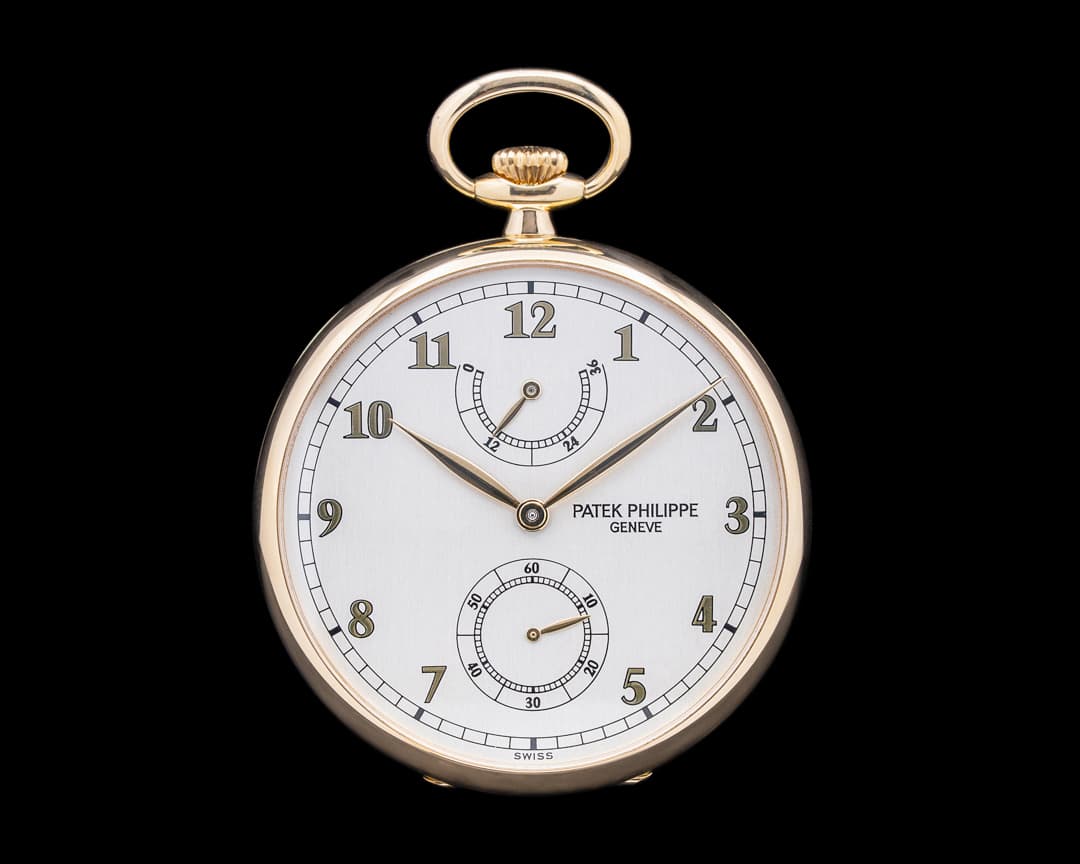 Patek Philippe 972/1J-010 Lepine Open-Faced Pocket Watch 18K Yellow Gold Silver Dial