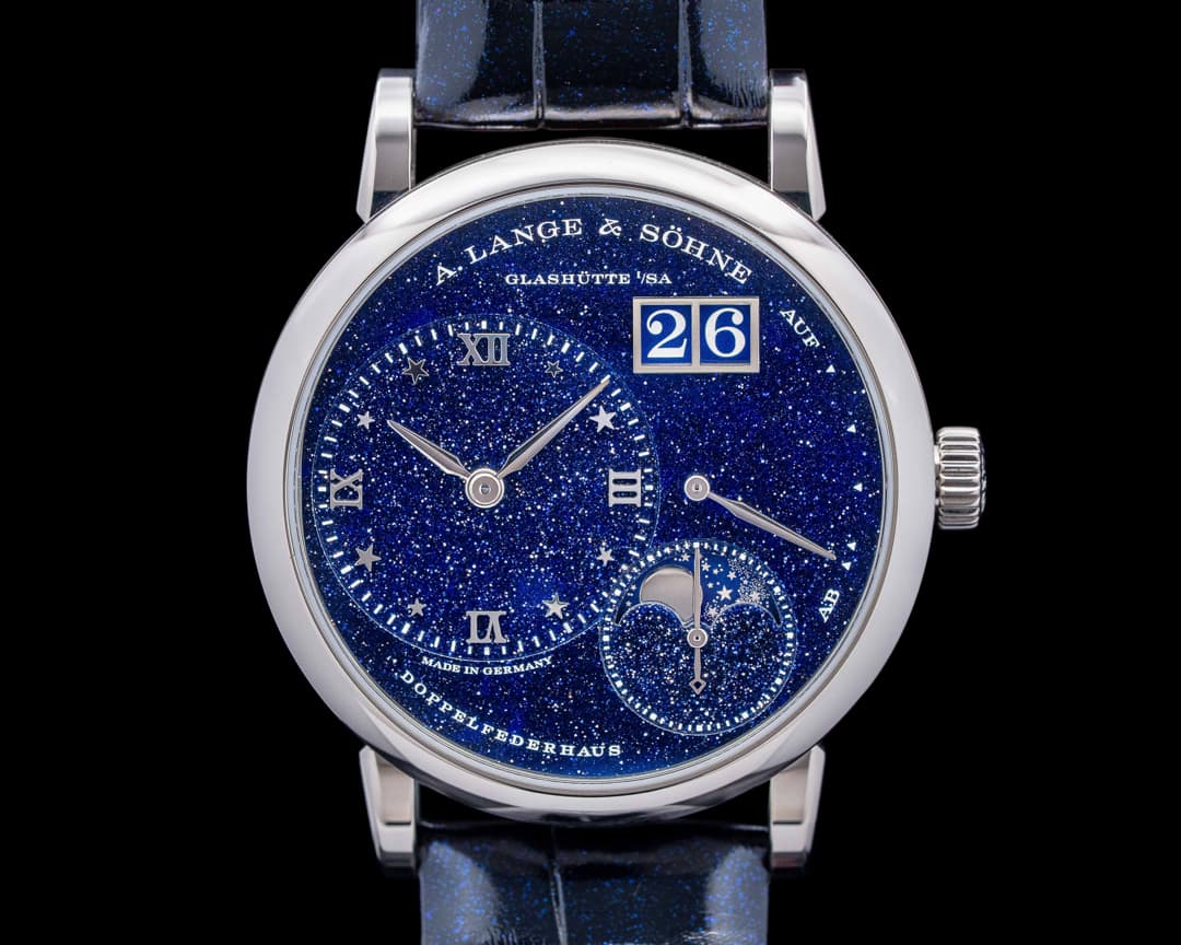 A. Lange and Sohne 182.086 Little Lange 1 Moon Aventurine 18K WG Blue Dial