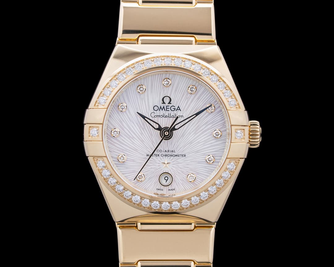 Omega Constellation Manhattan 18K Moonshine Gold Mother of Pearl Dial UNWORN