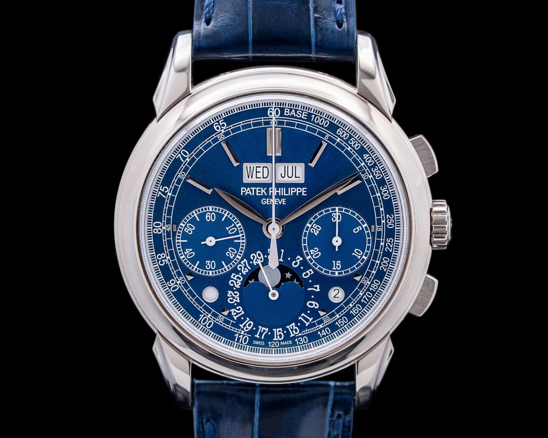 Patek Philippe 5270G Perpetual Calendar Chronograph 18K White Gold Blue Dial