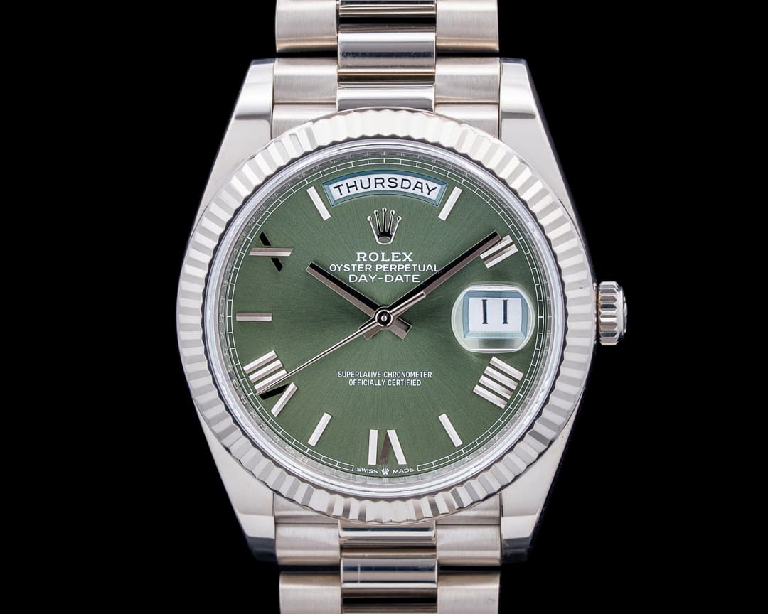 Rolex 228239 Day-Date 40MM 18K White Gold Green Roman Dial