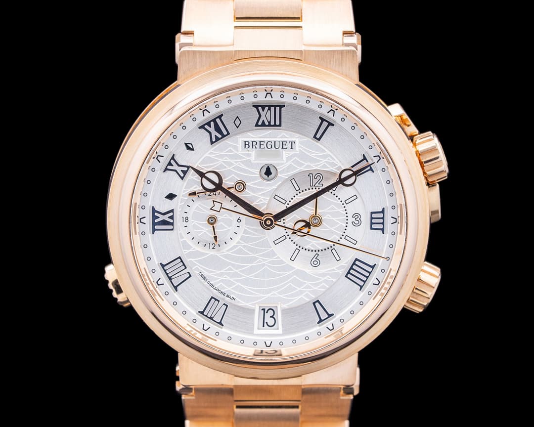 Breguet 5547BR Marine Alarme Musicale 18K Rose Gold Silver Dial