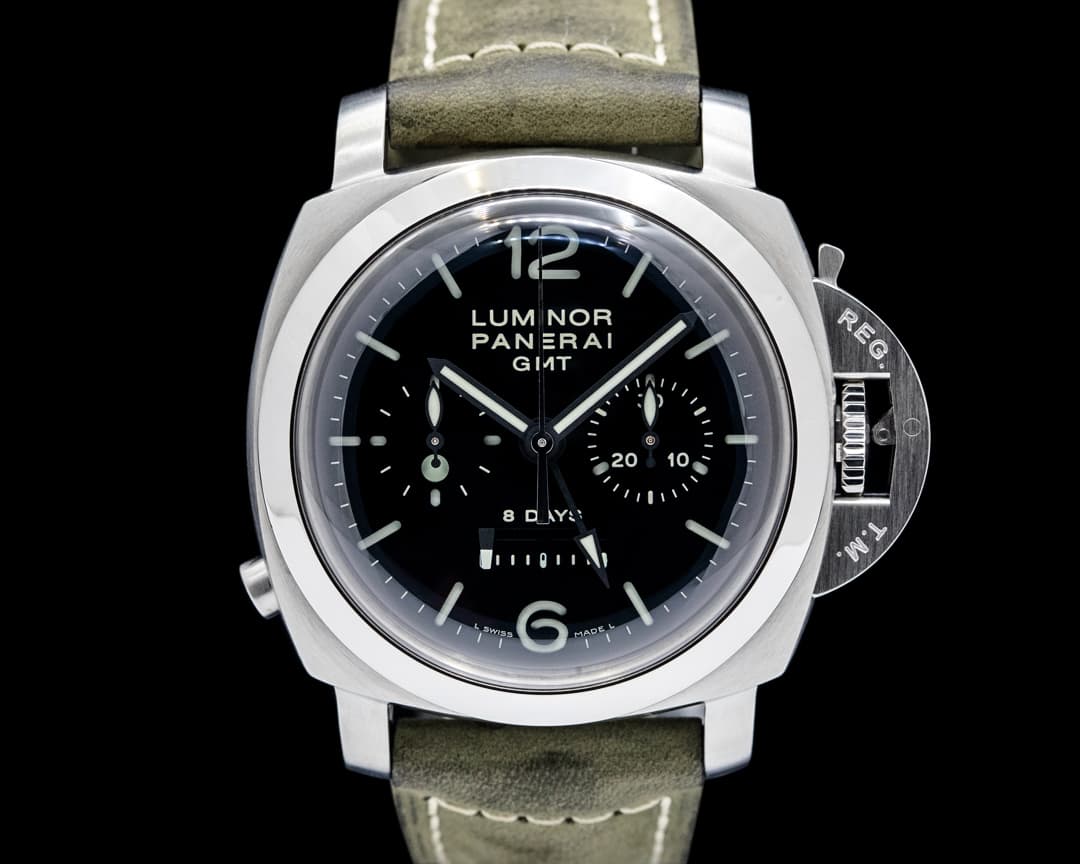 Panerai PAM00275 Luminor 1950 8 Days Chrono Monopulsante GMT SS Black Dial
