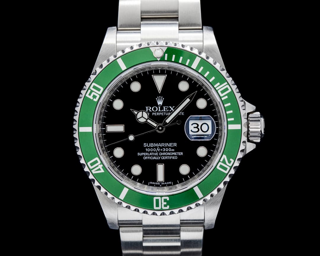 Rolex 16610LV Kermit Submariner Date SS Black Dial