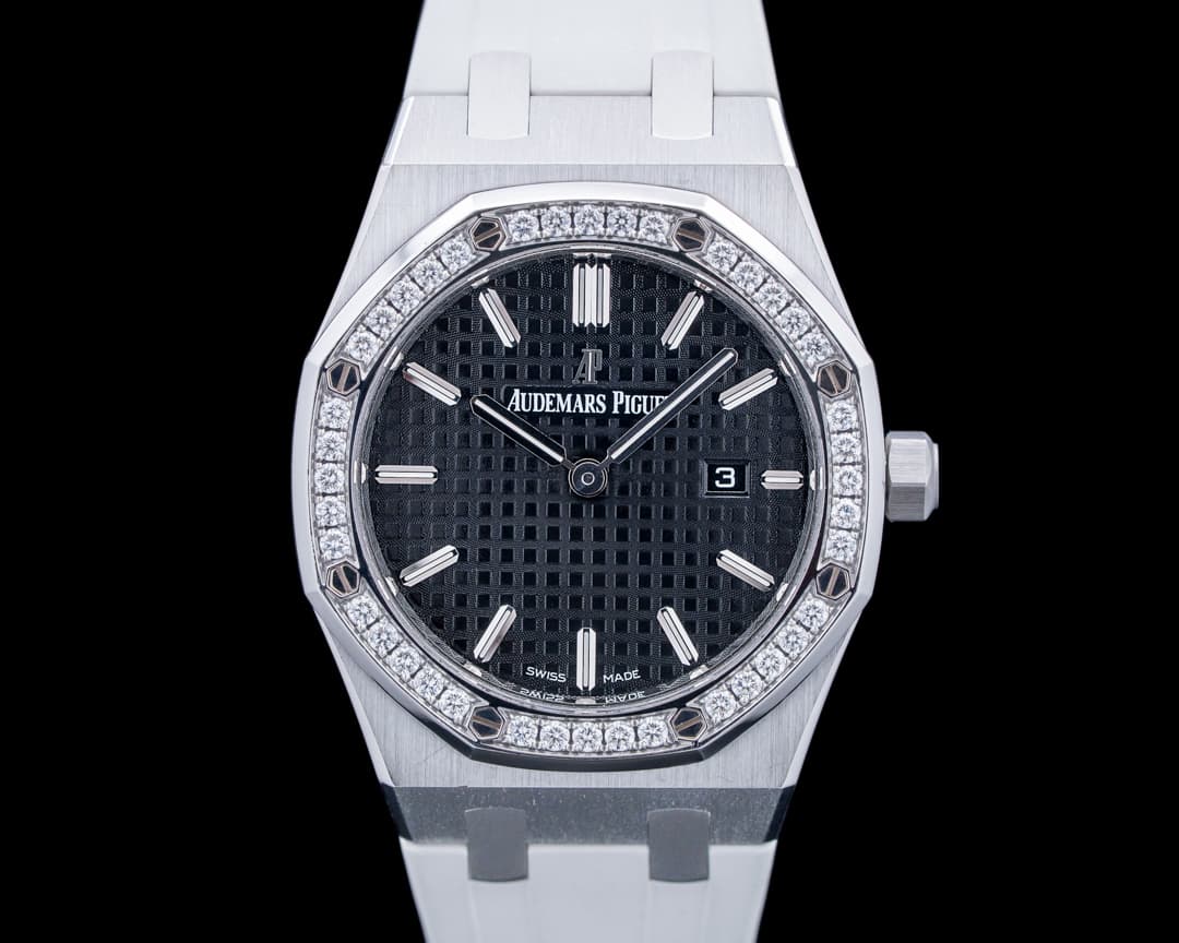 Audemars Piguet 67651ST Lady Royal Oak Quartz Diamonds SS Black Dial
