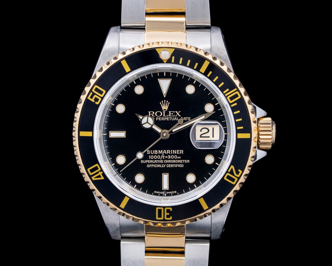 Rolex 16613 Submariner 18K YG / SS Black Dial