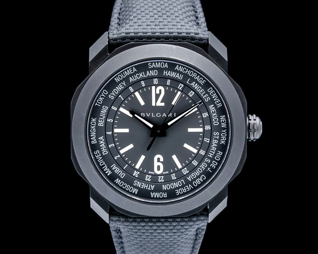 Bulgari 103486 Octo Roma WorldTimer DLC SS Black Dial