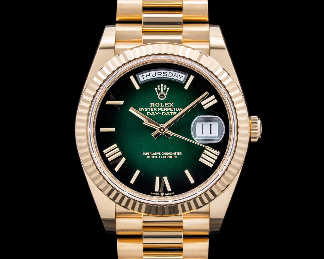Rolex 228238 Day-Date 40MM 18K Yellow Gold Green Roman Dial 2025